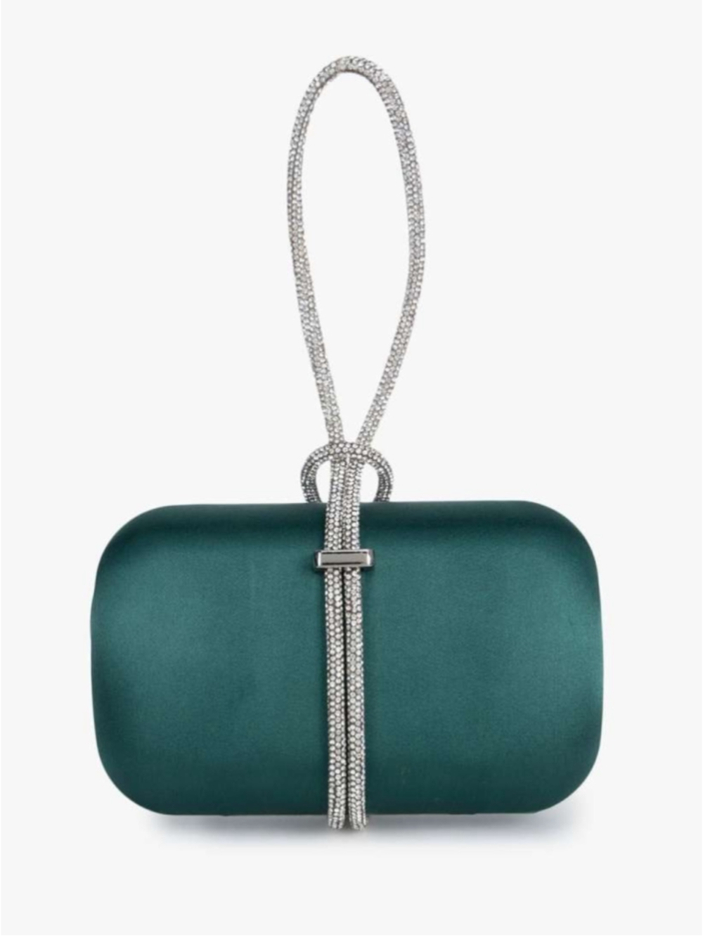 Rhinestones Evening Handbag Cariedo Green Velvet Clutch with Detachable Strap